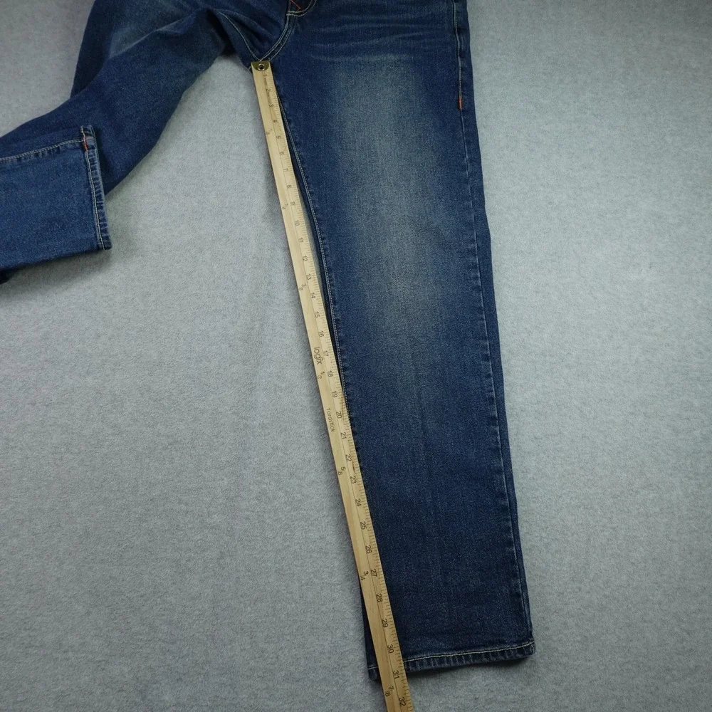 True Religion Jeans Mens 34 Blue Geno Relaxed Slim SN Flap Medium Wash